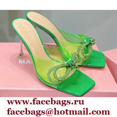 Mach  &  Mach Heel 8.5cm Crystal Double Bow Mules PVC Green 2022